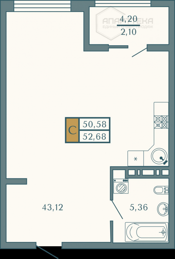 1-комн квартира в новом доме Родниковая ул, 41а