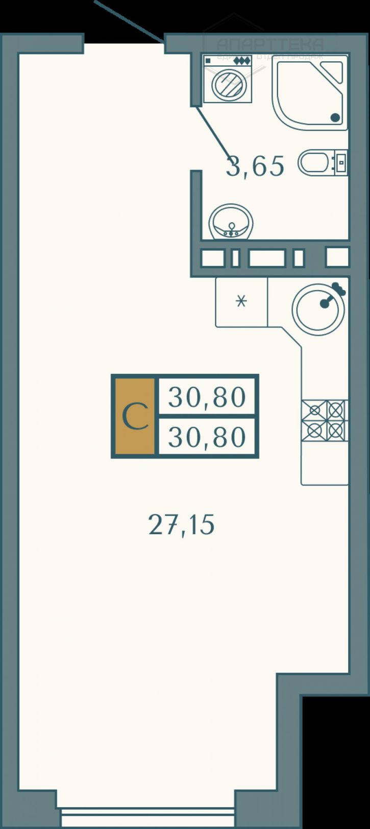 1-комн квартира в новом доме Родниковая ул, 41а