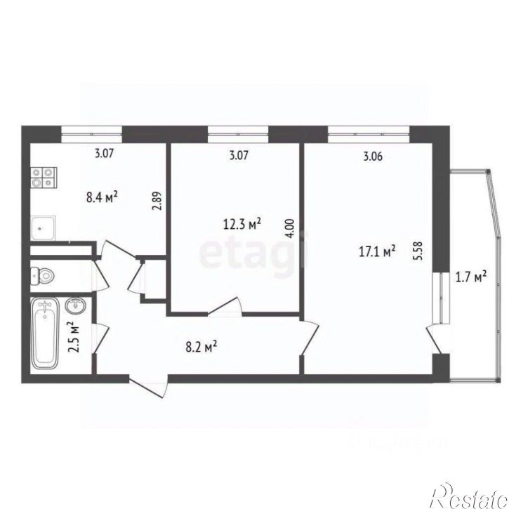 2-комн квартира 2-й микрорайон, 59,  д. 59