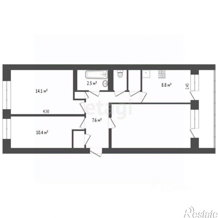 3-комн квартира Спортивная улица, 17,  д. 17