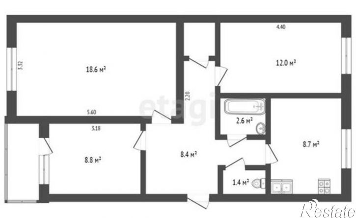 3-комн квартира Спортивный переулок, 5,  д. 5