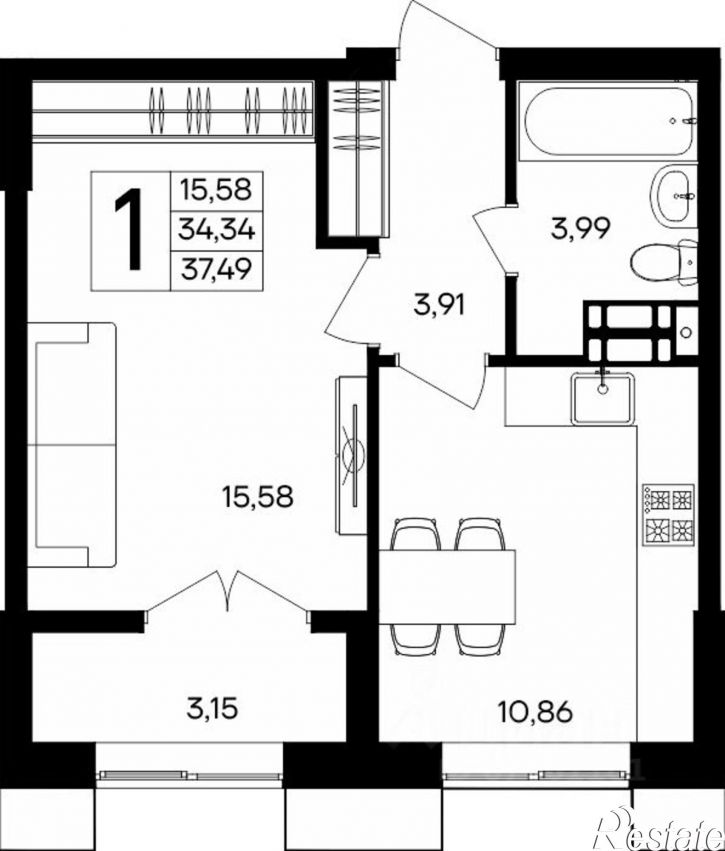 1-комн квартира в новом доме ул Ивана Франко, 8,  д. 8