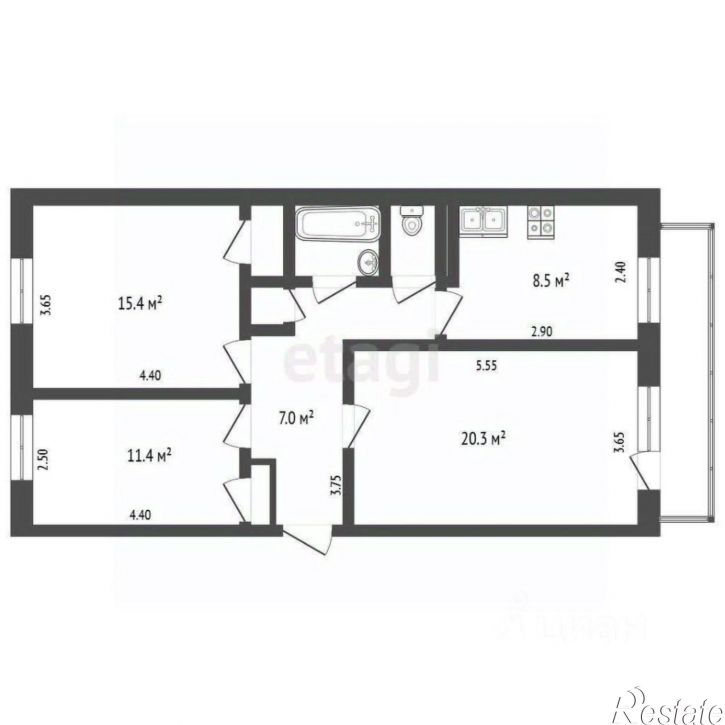 3-комн квартира ул Садовая, 5,  д. 5