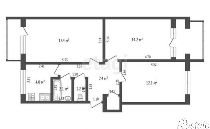3-комн квартира мкр 10, 3,  д. 3