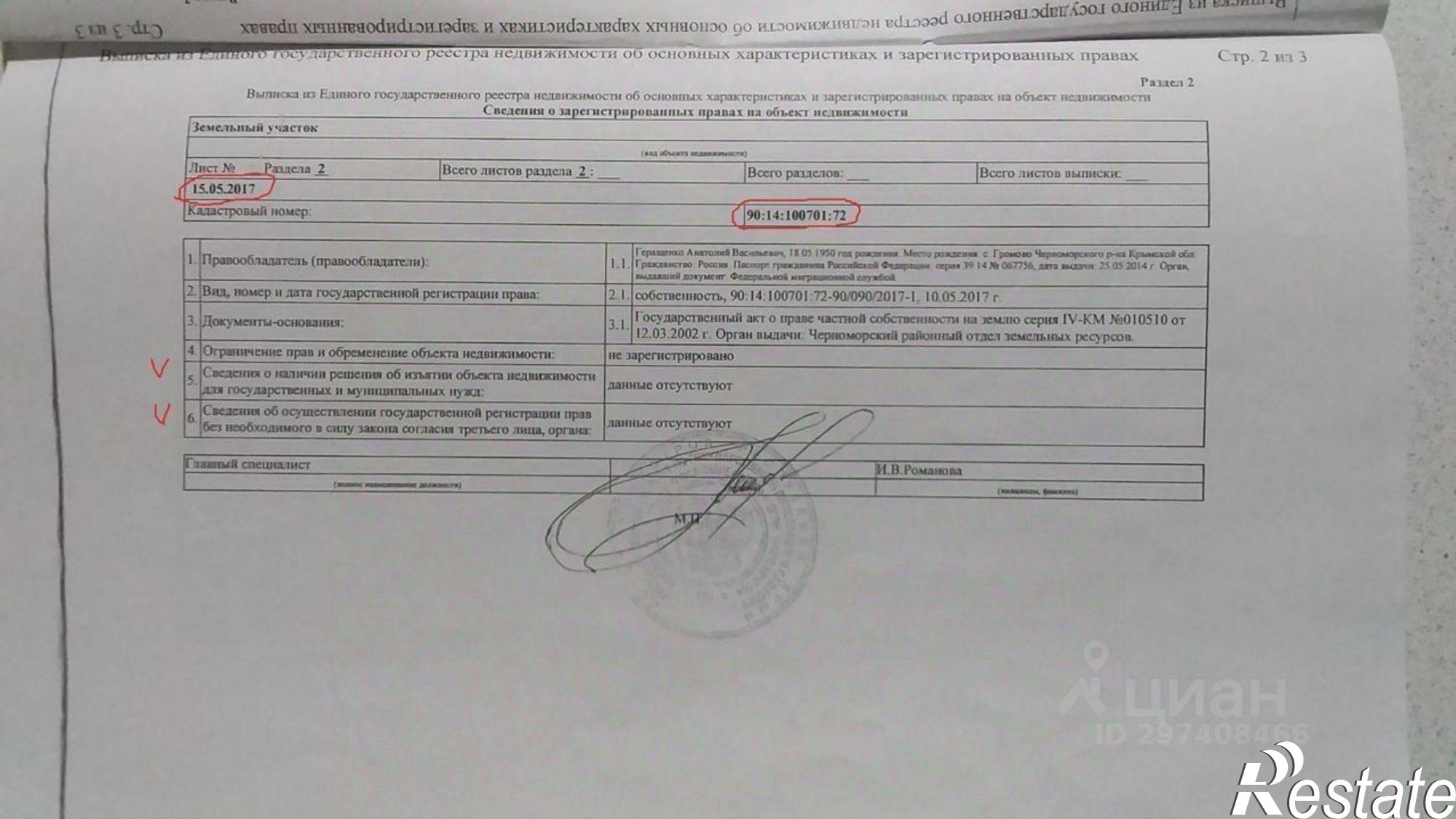 Купить землю, земельный участок за 2 100 000 рублей на Черноморский район
