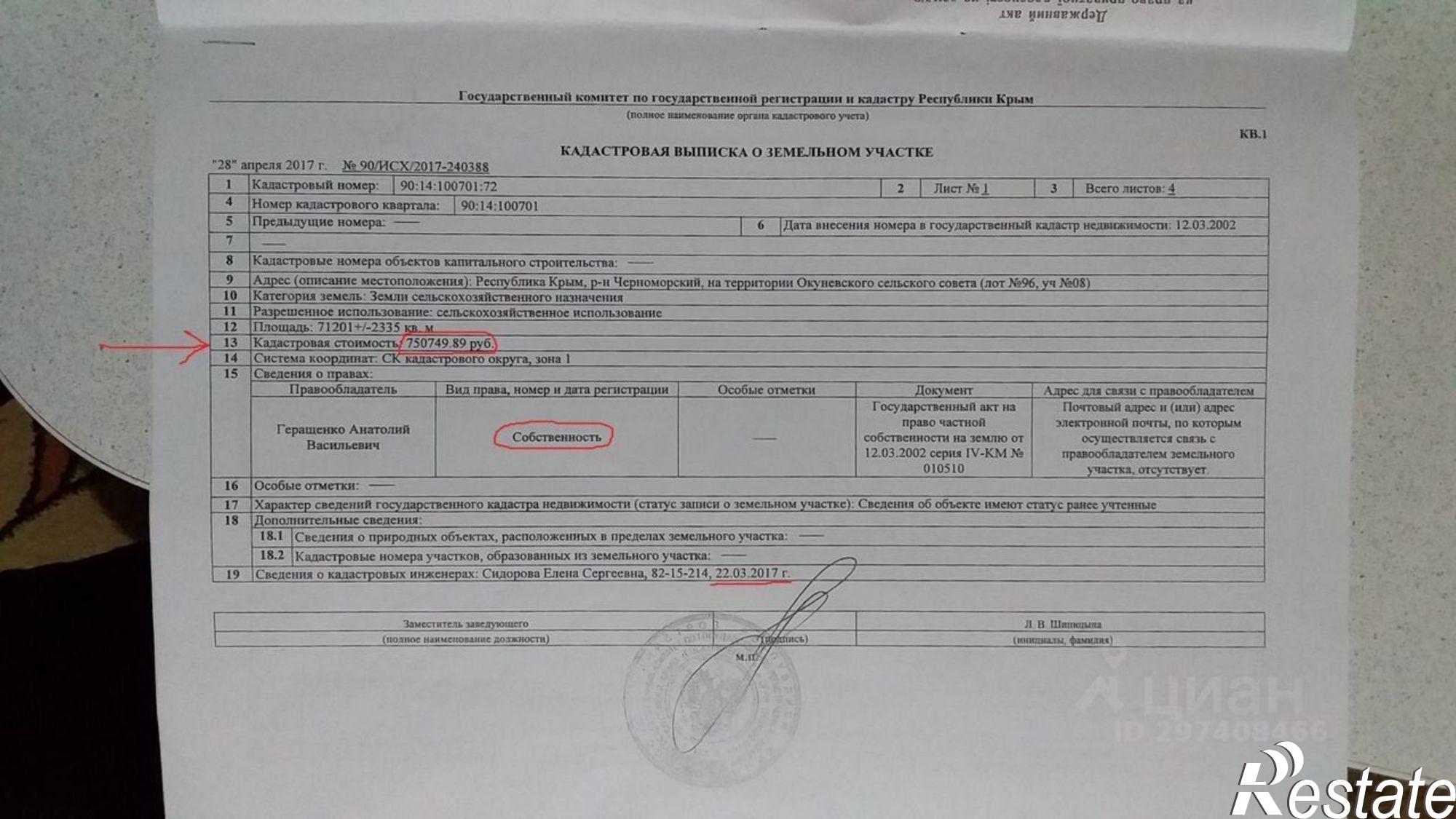 Купить землю, земельный участок за 2 100 000 рублей на Черноморский район