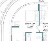2-комн, 81 кв м, этаж 2/12 