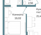 2-комн, 52 кв м, этаж 2/12 