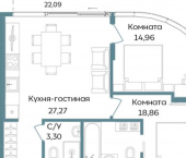 3-комн, 86 кв м, этаж 5/8 