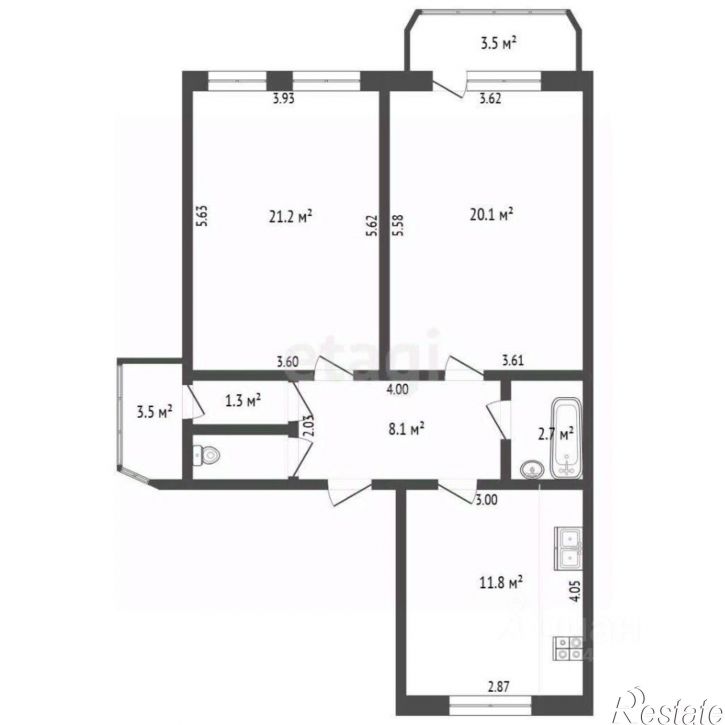 2-комн квартира Морская улица, 11,  д. 11