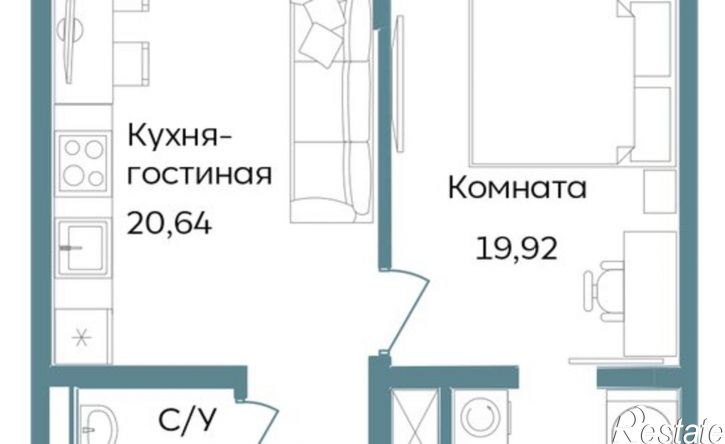 2-комн квартира в новом доме