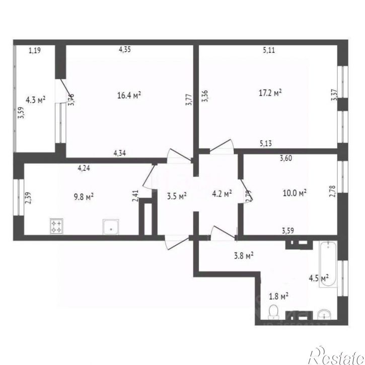 3-комн квартира Античный проспект, 11А,  д. 11А