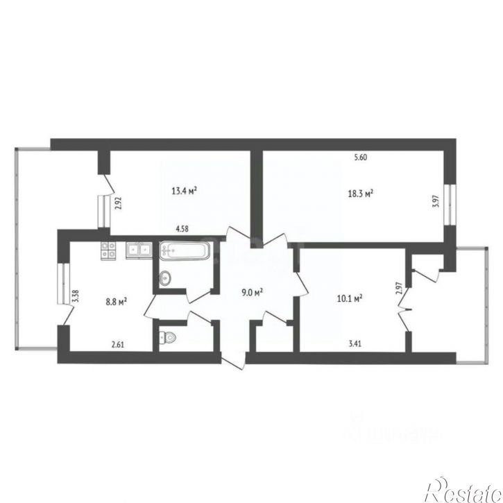 3-комн квартира ул Фрунзе, 50,  д. 50