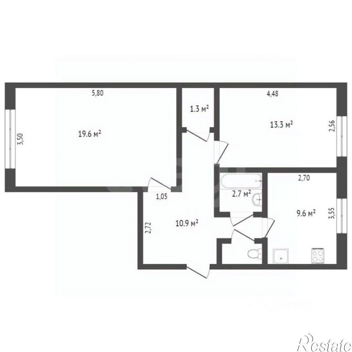 2-комн квартира ул Александра Маринеско, 13,  д. 13