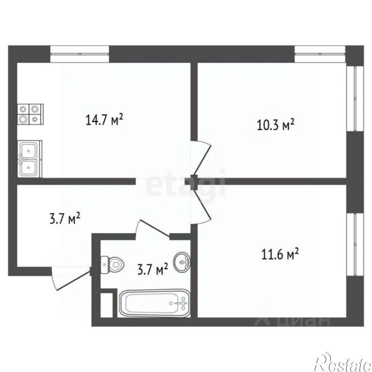 2-комн квартира Парковая улица, 4 к1,  д. 4 к1