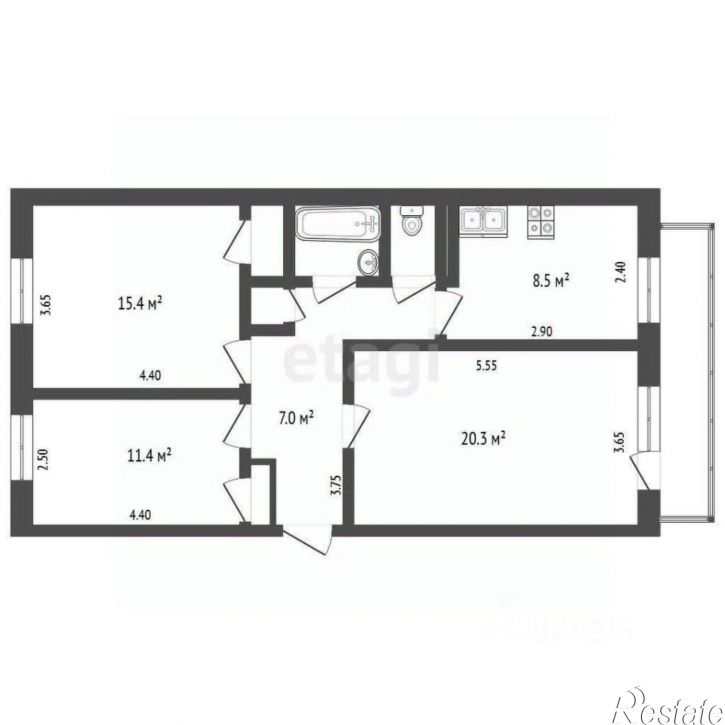 3-комн квартира ул Садовая, 5,  д. 5