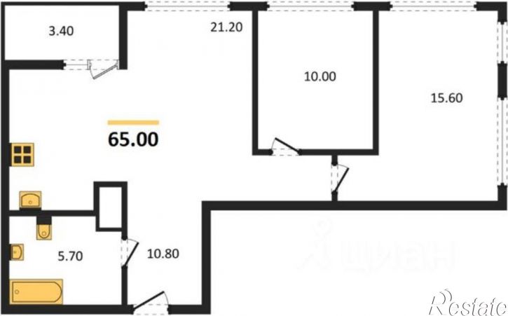 2-комн квартира в новом доме Симферопольский район
