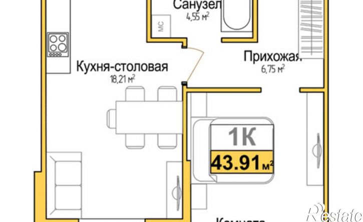 1-комн квартира в новом доме Симферополь, Центральный район