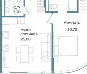 2-комн, 81 кв м, этаж 2/12 