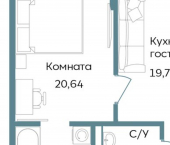 2-комн, 54 кв м, этаж 2/12 