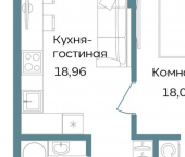 1-комн, 49 кв м, этаж 2/12 