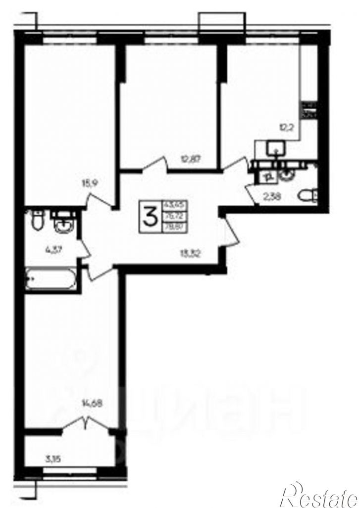 3-комн квартира ул Тендровская, 17,  д. 17