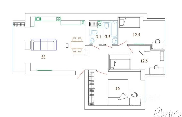 3-комн квартира улица Вакуленчука, 26,  д. 26