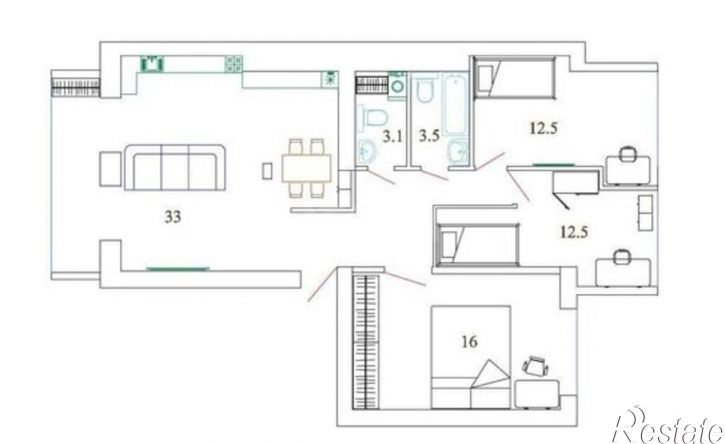 3-комн квартира улица Вакуленчука, 26,  д. 26