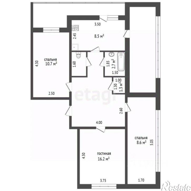 3-комн квартира улица Генерала Хрюкина, 20Б,  д. 20Б