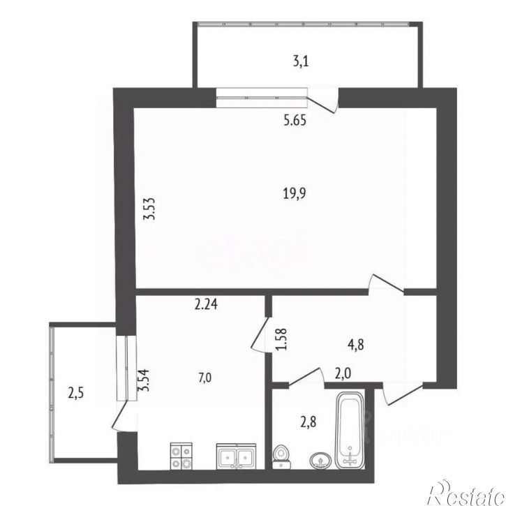 1-комн квартира Севастопольская улица, 17В,  д. 17В