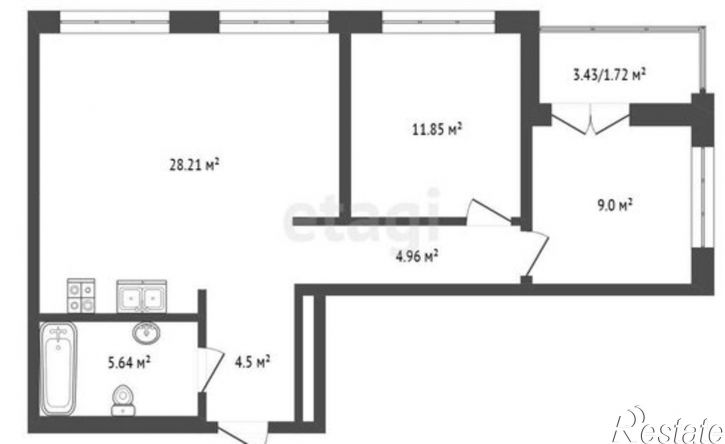 2-комн квартира Симферополь, улица Святителя Гурия, 7к3