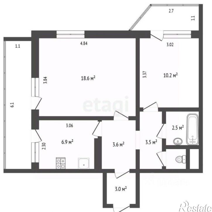 2-комн квартира ул Павла Корчагина, 24,  д. 24