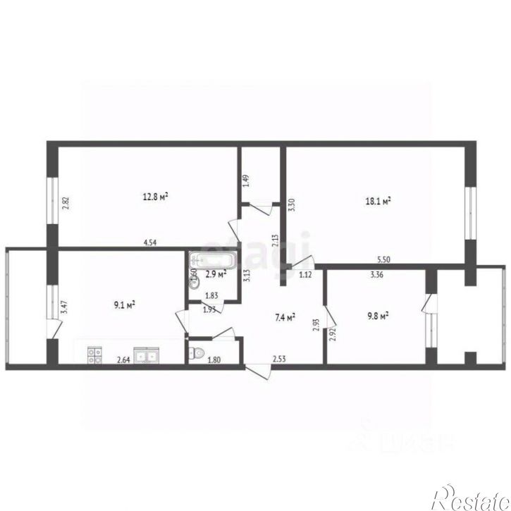 3-комн квартира ул Авиаторов, 33,  д. 33