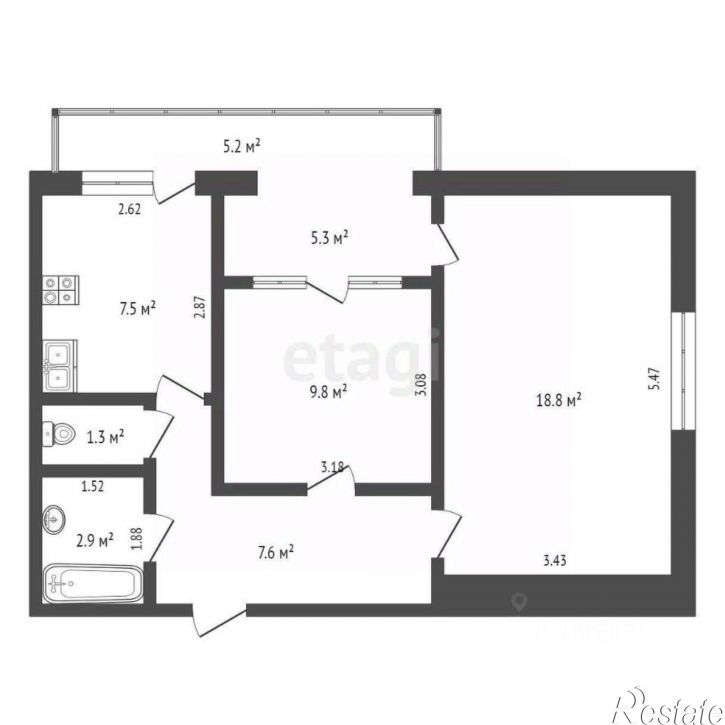 2-комн квартира Сакский район, село Уютное