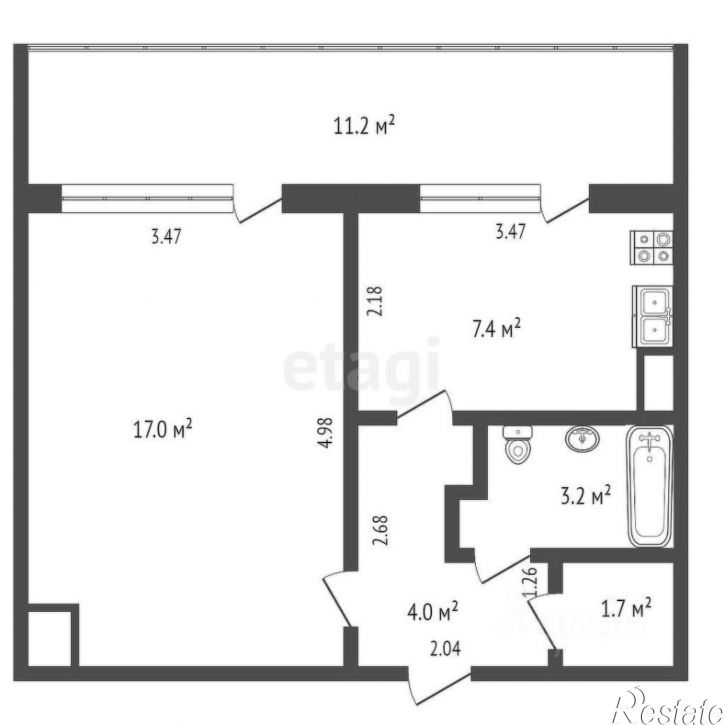 1-комн квартира улица Димитрова, 21,  д. 21