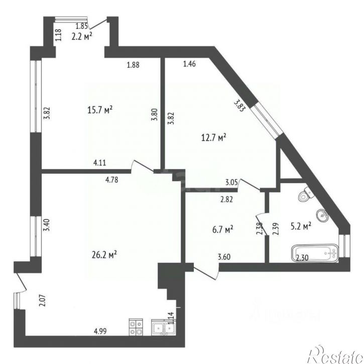 3-комн квартира улица Батурина, 36Г,  д. 36Г
