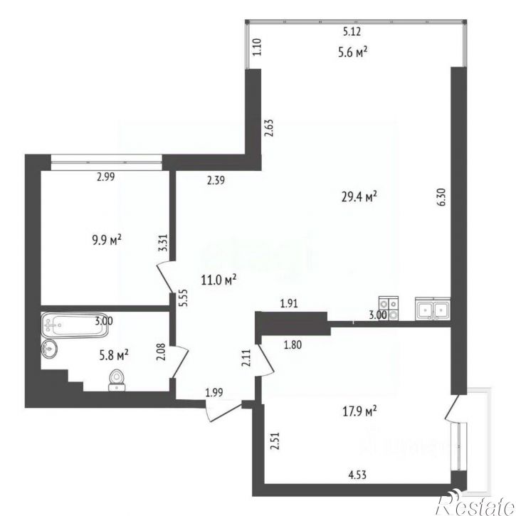 3-комн квартира улица Батурина, 36Г,  д. 36Г