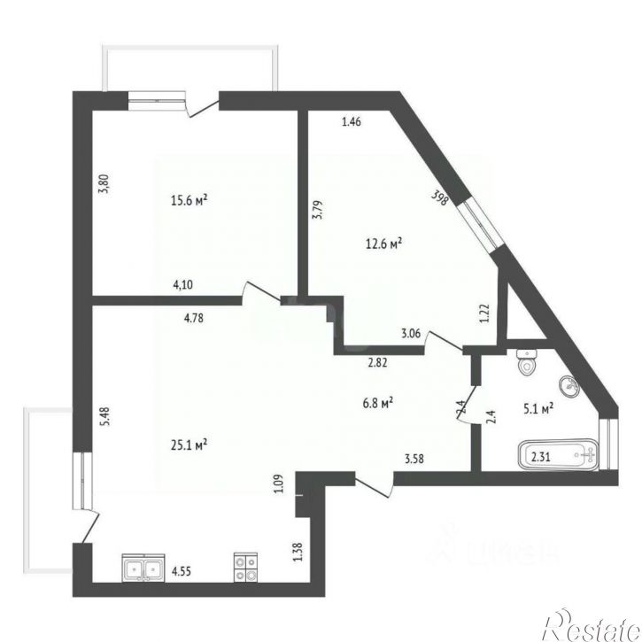 3-комн квартира улица Батурина, 36Г,  д. 36Г