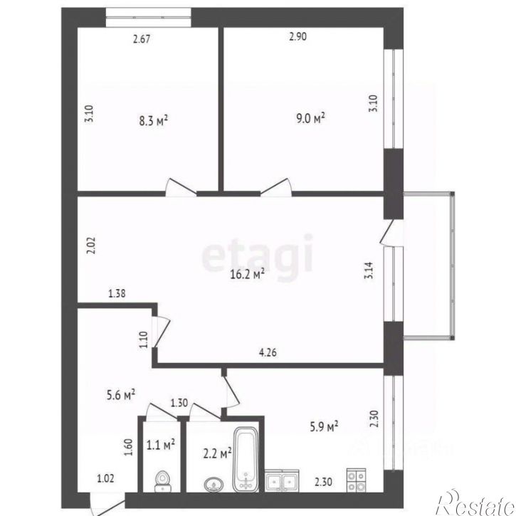 3-комн квартира Сакский район, село Вересаево
