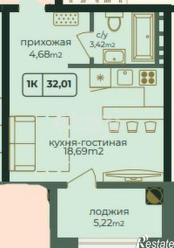 1-комн квартира в новом доме Симферополь, Киевский район
