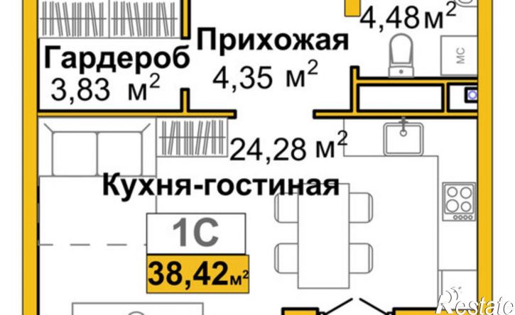 1-комн квартира Симферополь, улица Батурина, 177к2