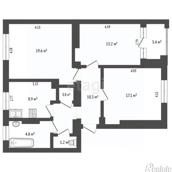 3-комн квартира ул Льва Толстого, 15,  д. 15