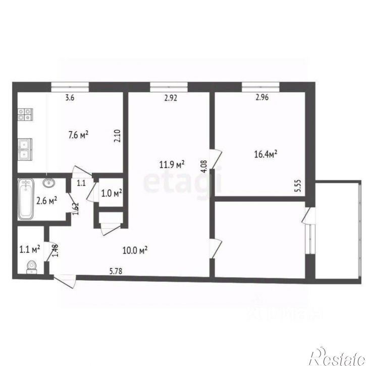 2-комн квартира Морская улица, 3,  д. 3