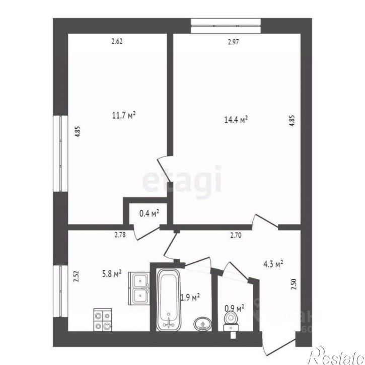 2-комн квартира улица Кирова, 75,  д. 75