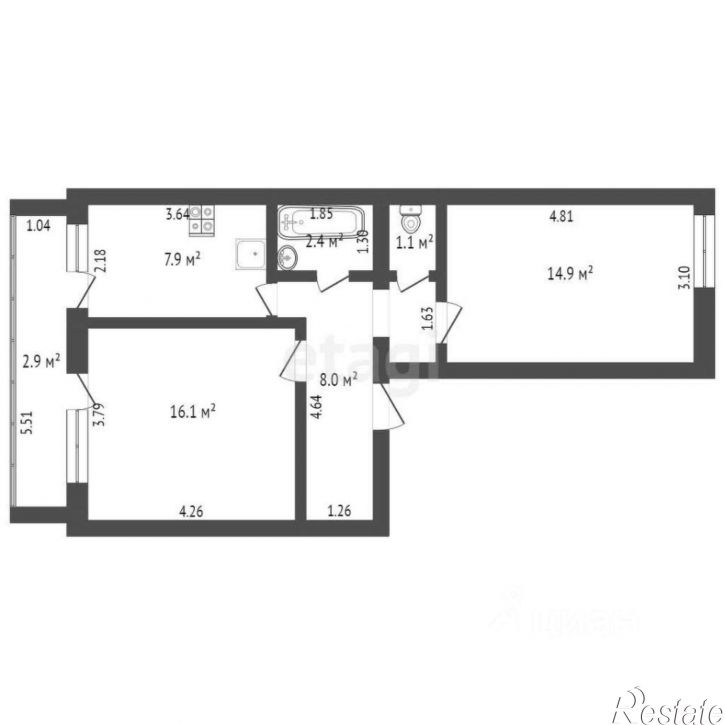 2-комн квартира ул Кооперативная, 51,  д. 51