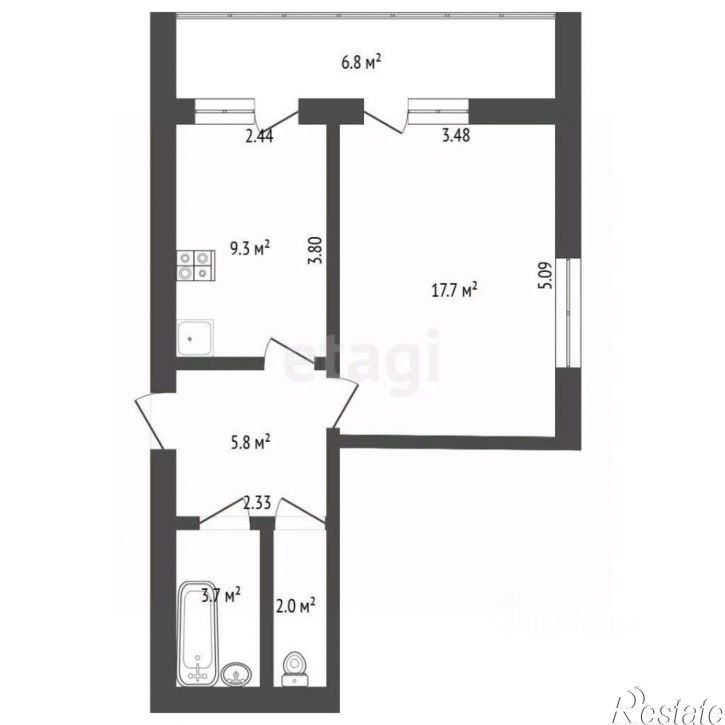 1-комн квартира улица Горького, 5,  д. 5