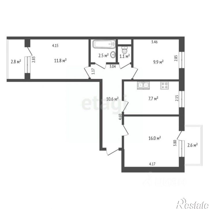 3-комн квартира улица Сырникова, 21,  д. 21