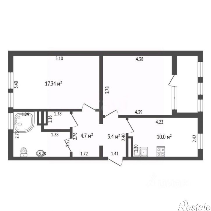 2-комн квартира ул Комбрига Потапова, 21,  д. 21