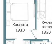 1-комн, 49 кв м, этаж 2/12 