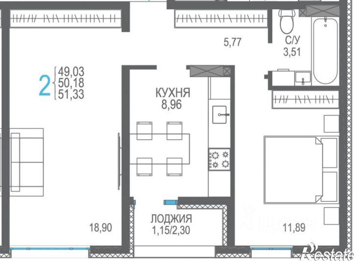 2-комн квартира в новом доме Сакский район